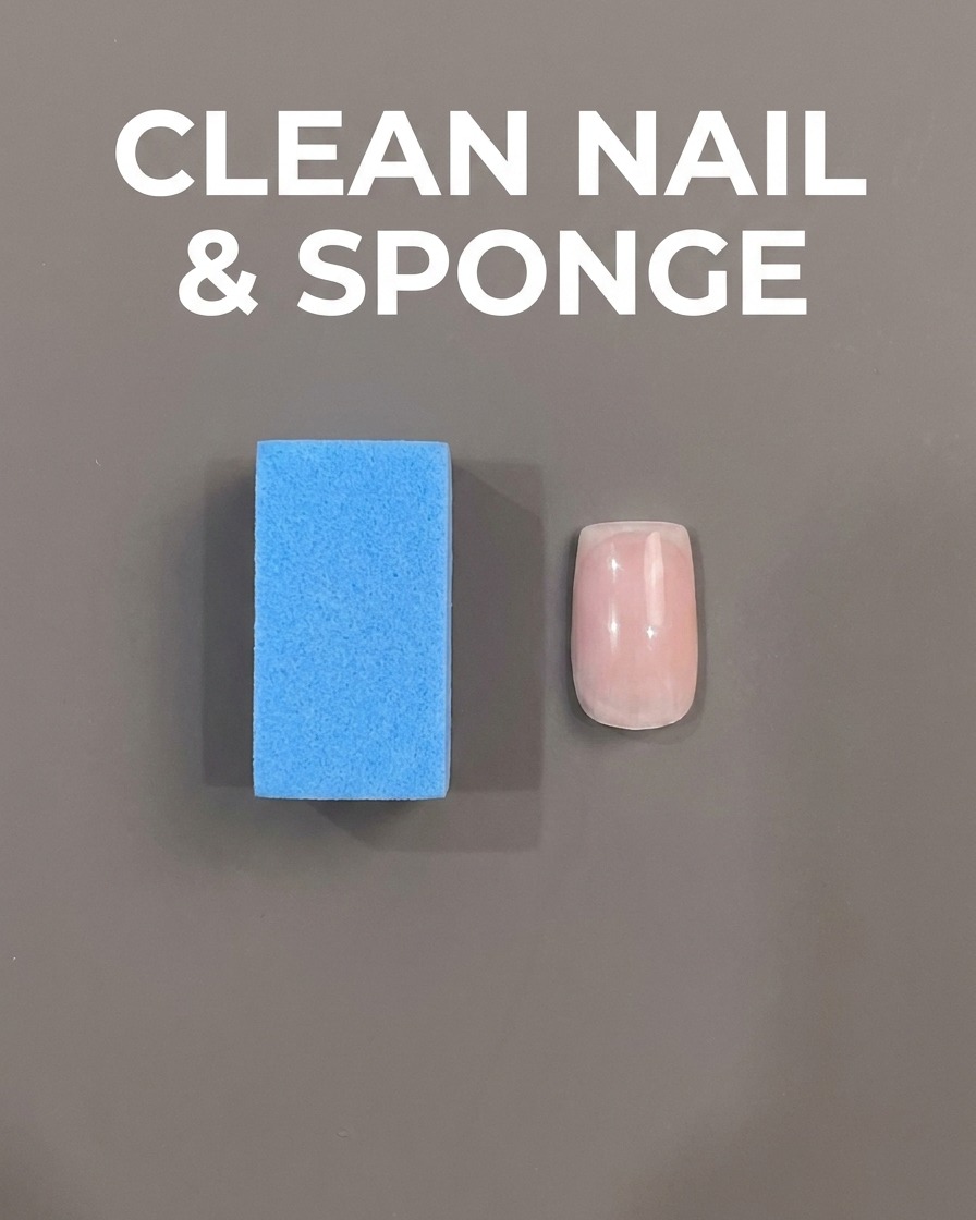 Un autocollant de guide French soigneusement posé sur un ongle nu et propre.