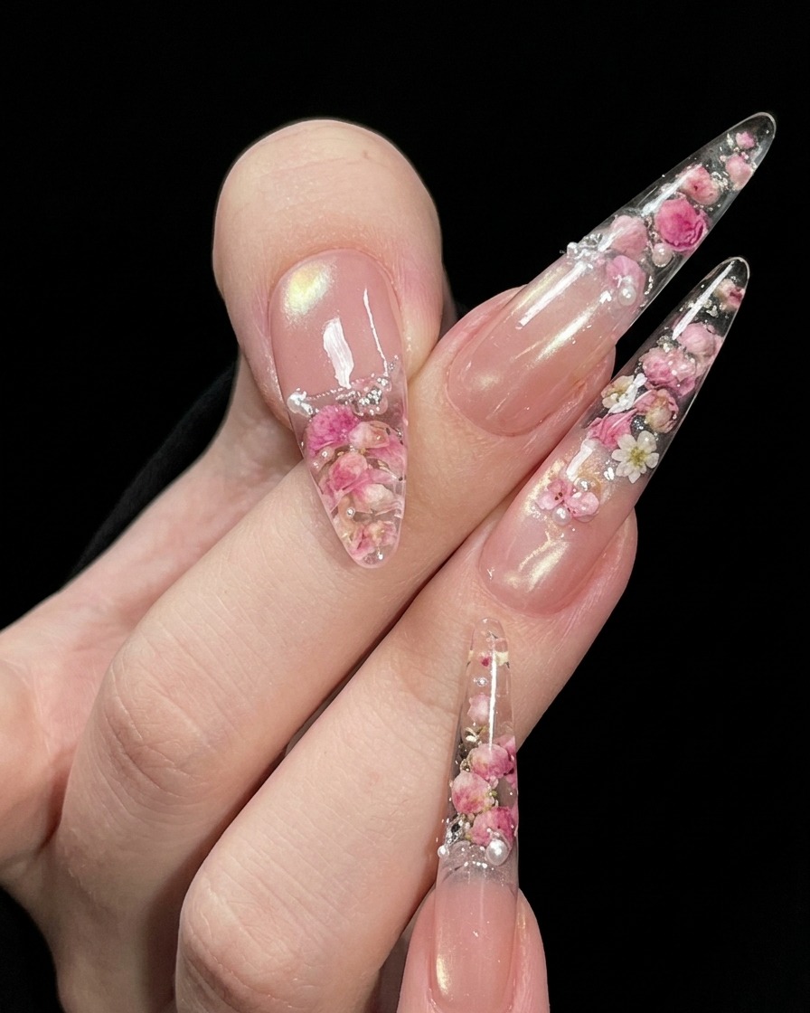 Ongles en cours de catalyse dans une lampe UV/LED, en se concentrant sur la décoration du dessous.
