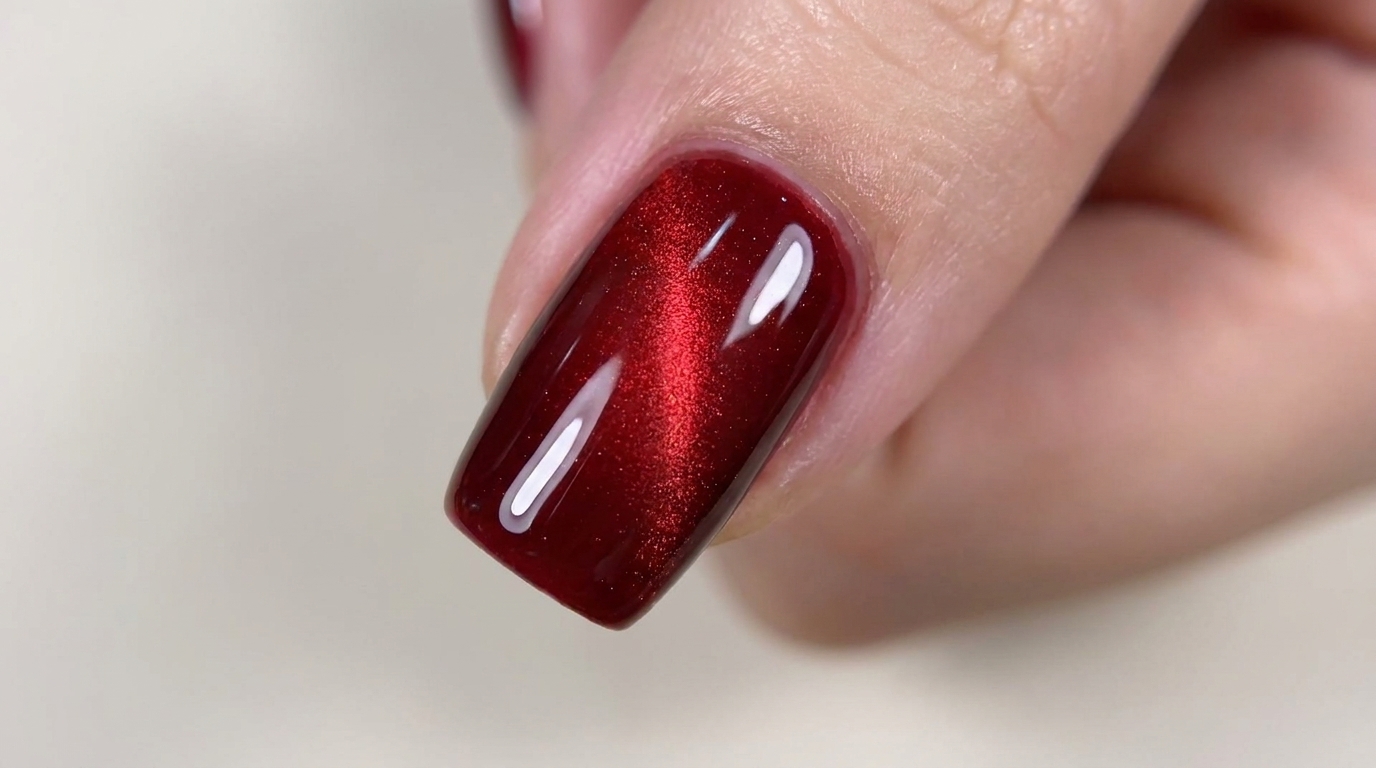 Ongles en Gel Ombré et Œil de Chat Rouge — Tutoriel Professionnel