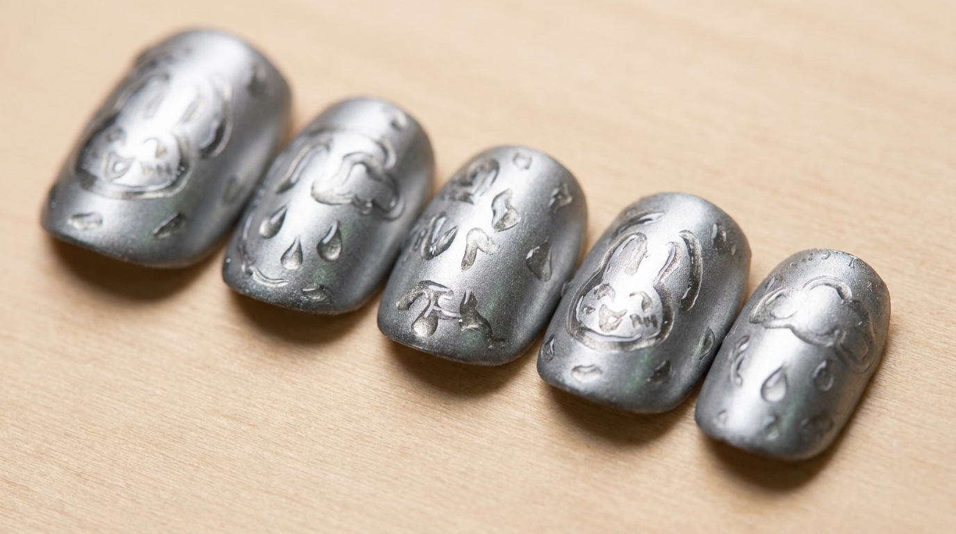 Manucure Chrome Pluie de Verre — Tutoriel Texture 3D Tendance