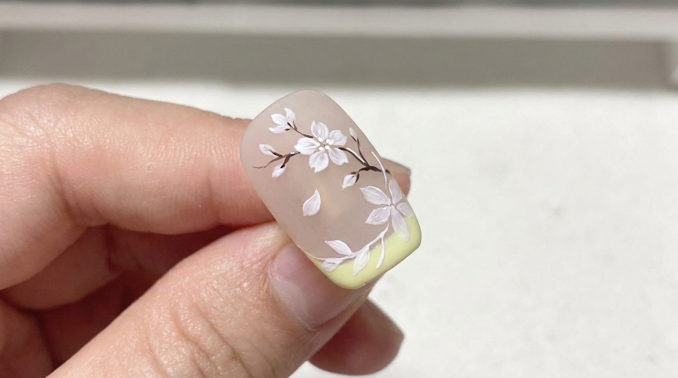 Manucure French Sakura — Tutoriel Nail Art Floral