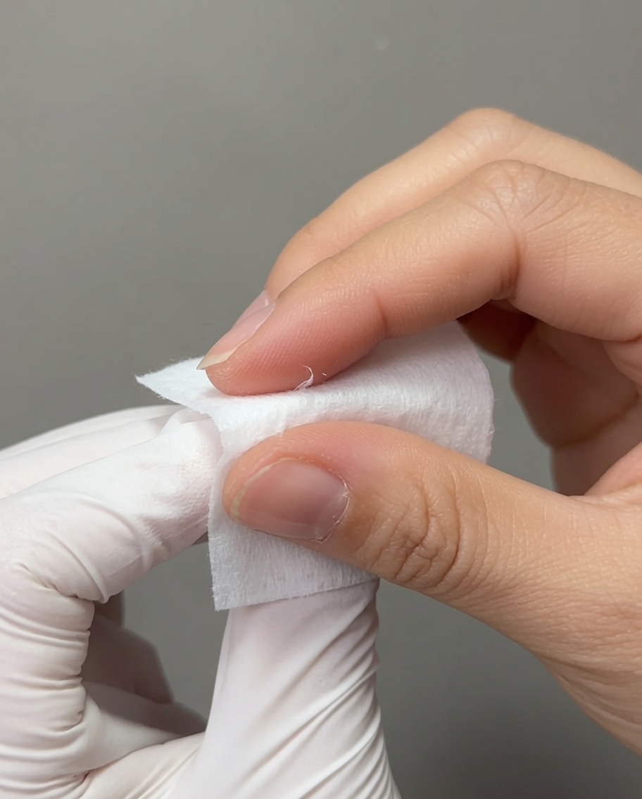 Une éponge à maquillage tamponnant des couleurs pastel sur une capsule pour former un dégradé.