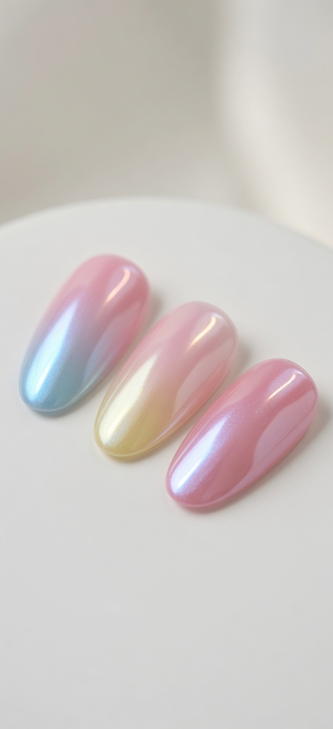 Ongles Aurora Chrome en Dégradé — Tutoriel Pastel Éthéré