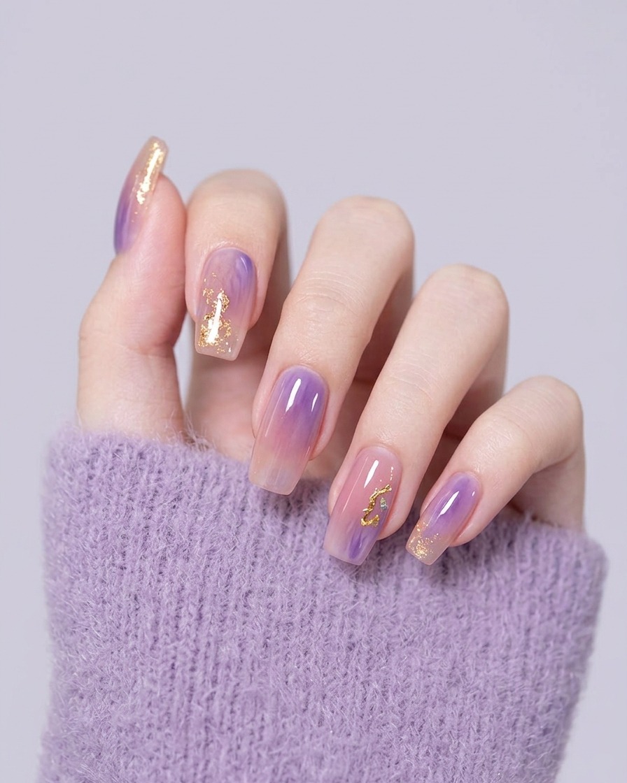 Une main avec des ongles recouverts de base reposant à lintérieur dune lampe UV/LED professionnelle allumée.