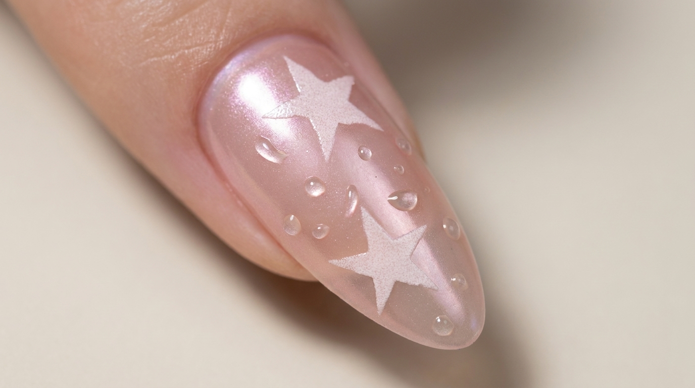 Ongles Étoilés Rose Poudré — Tutoriel Chrome Céleste