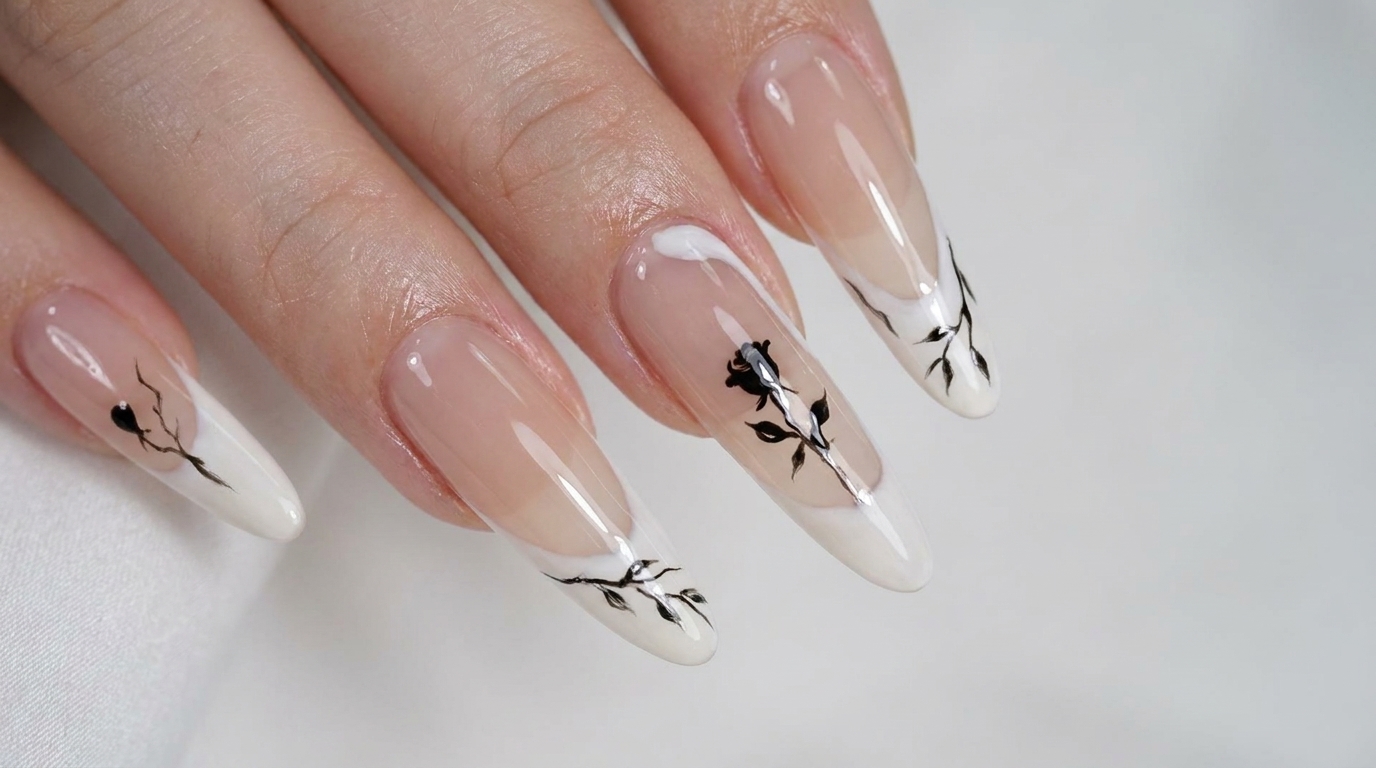Tutoriel Ongles : French Manucure Irrégulière et Roses Style Chinois