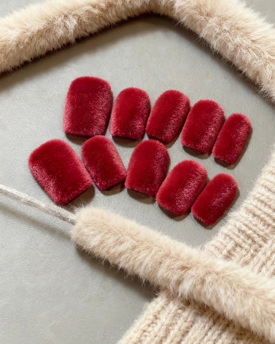Pinceau appliquant une base transparente sur un faux ongle en amande.