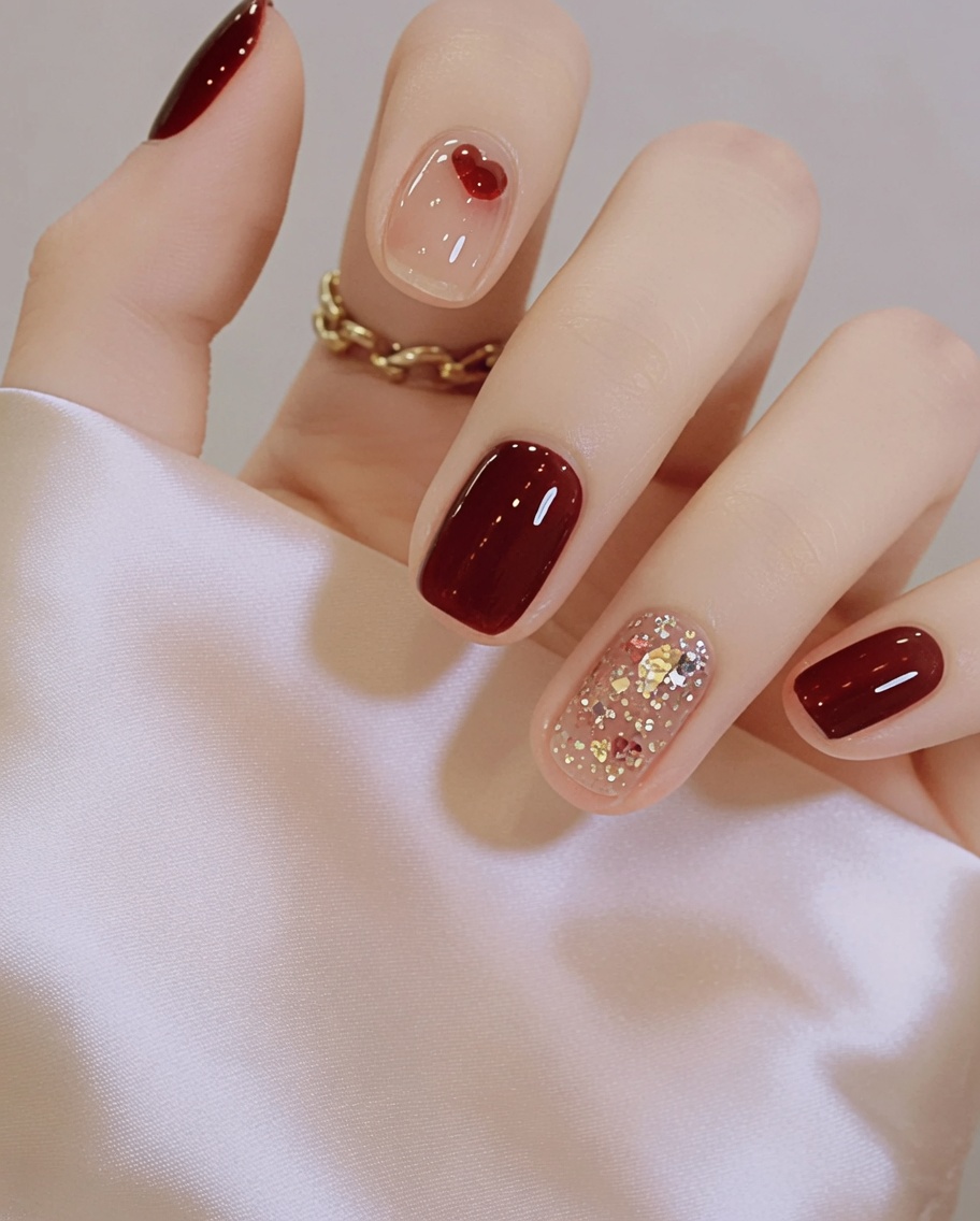 Un pinceau appliquant une base transparente sur un ongle naturel.