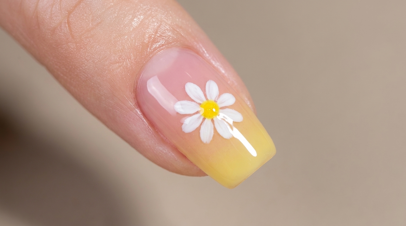 Ongles Ombré aux Marguerites printanières — Tutoriel facile