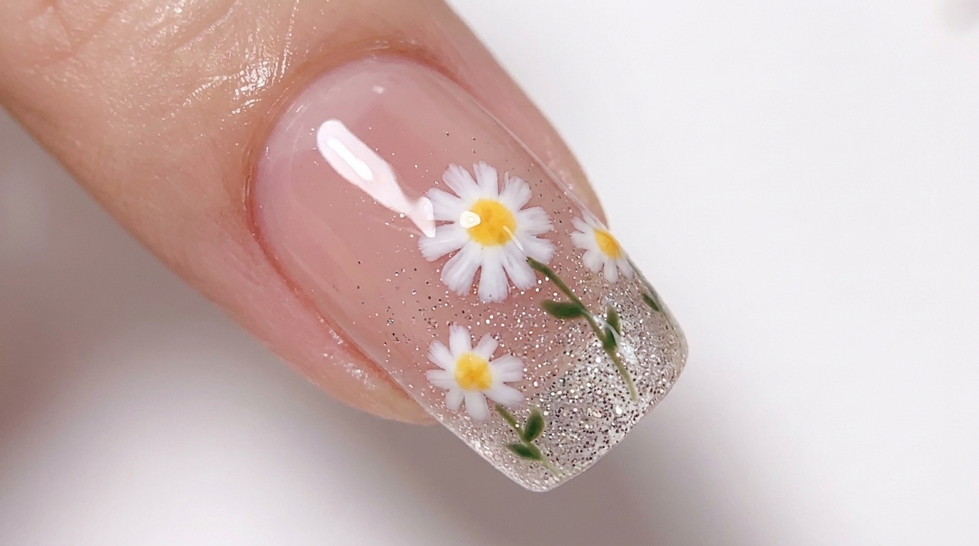 Nail Art Floral Marguerites — Tutoriel Pas à Pas