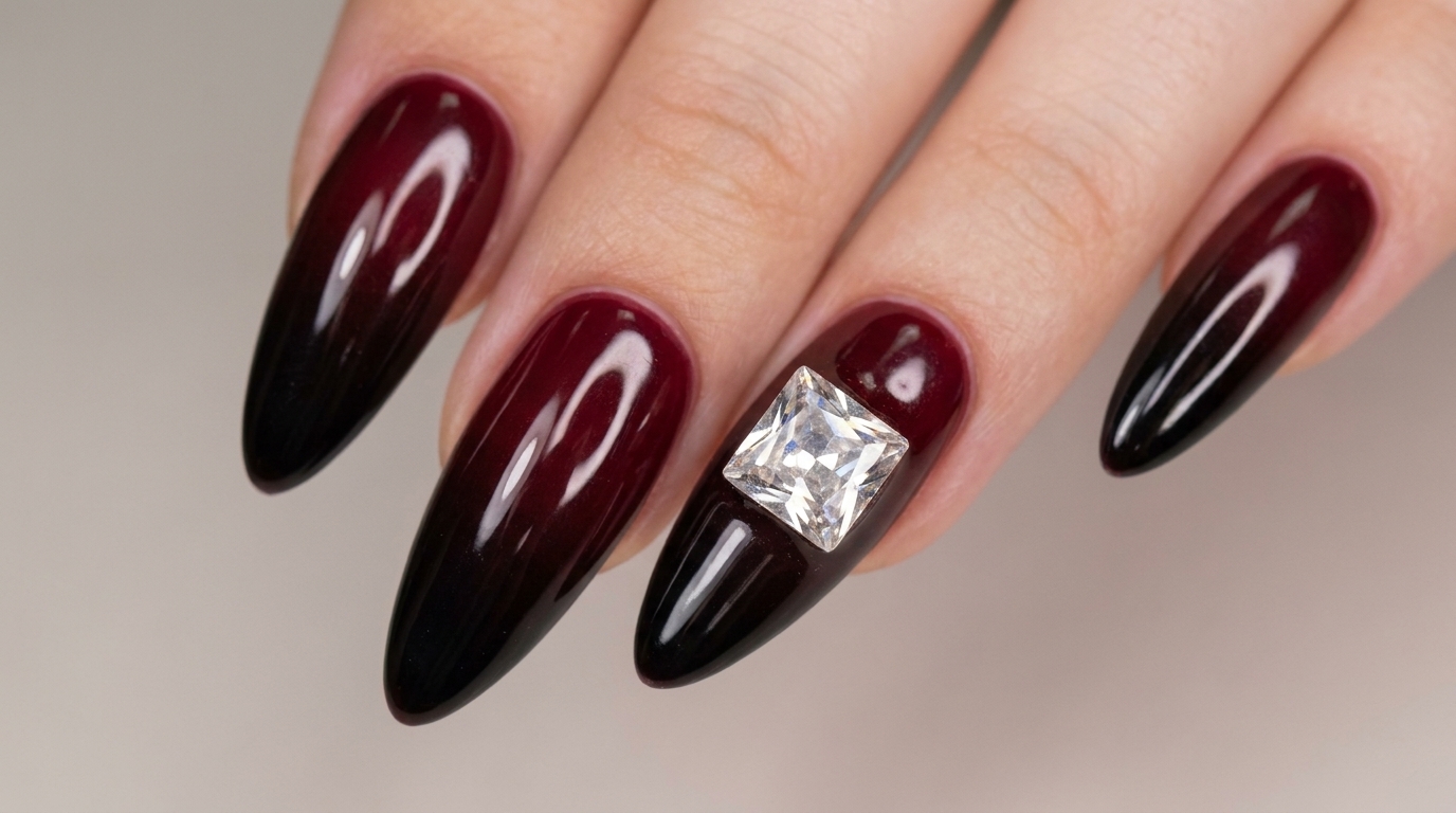 Ongles en Gel Dégradés Rouge Vin et Noir — Tutoriel Étape par Étape