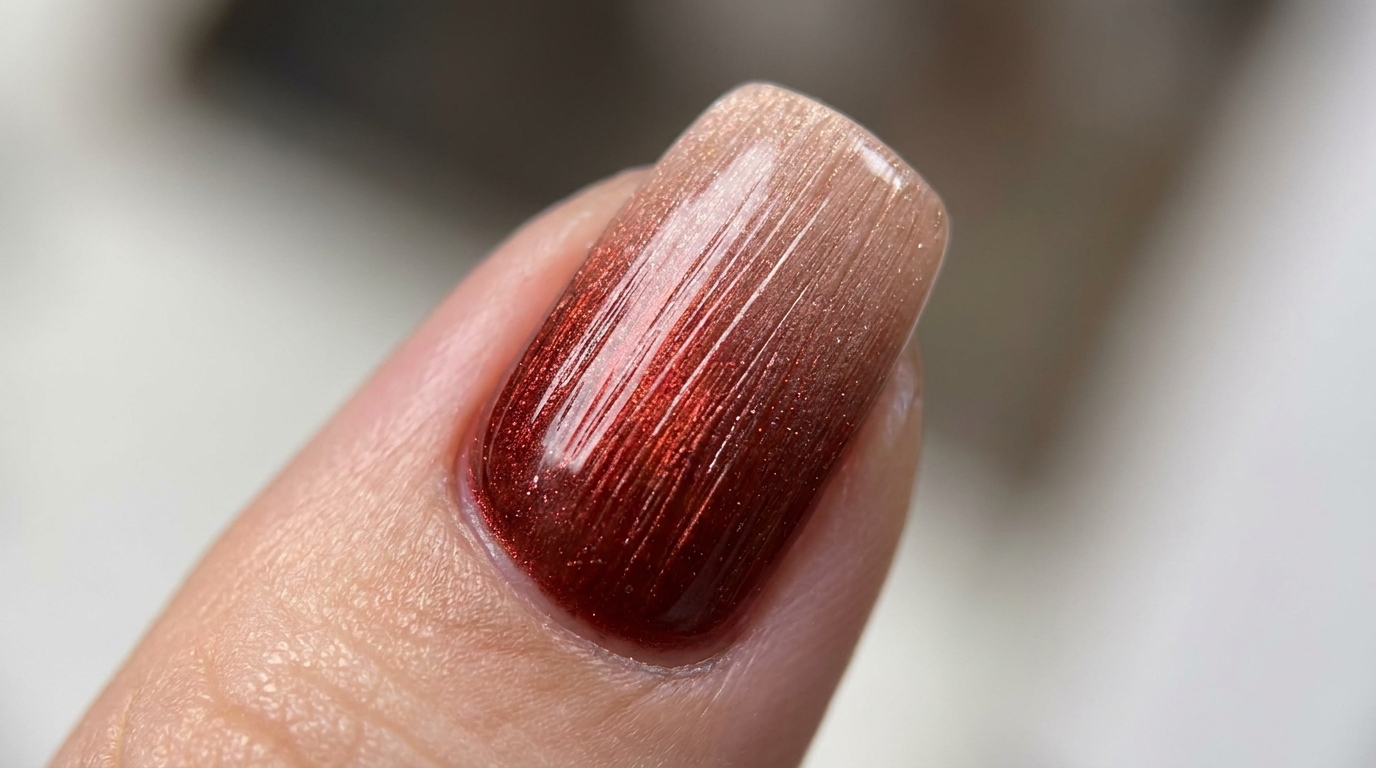 Ongles Effet Cat-Eye Métallique et Dégradé Rouge : Tutoriel Pas à Pas
