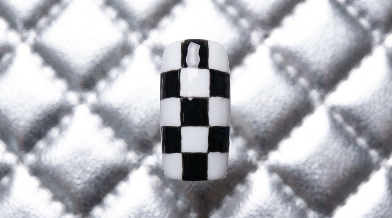 Art Ongulaire Damier Noir et Blanc — Tutoriel Motif Quadrillé Moderne