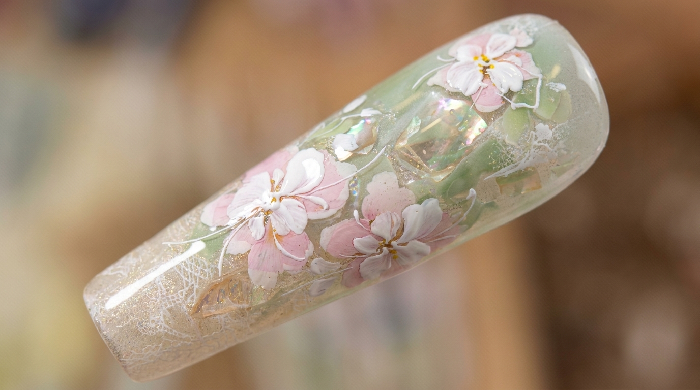Nail Art Floral Acétate en Gel — Tutoriel Étape par Étape