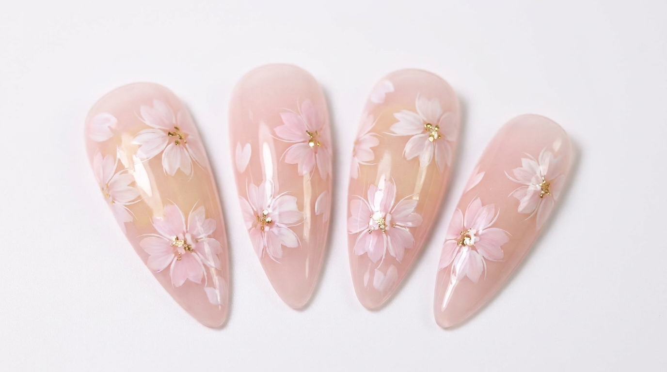 Art Onglets de Fleurs de Cerisier en Gel Jelly — Tutoriel Étape par Étape