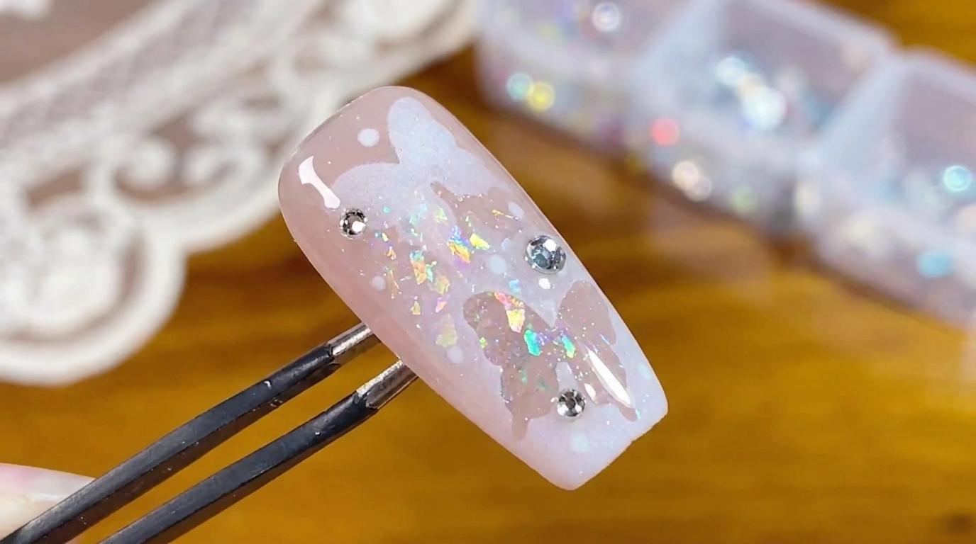 Ongles Art Déco Papillon Évidé en Dégradé Blanc — Tutoriel Pas à Pas