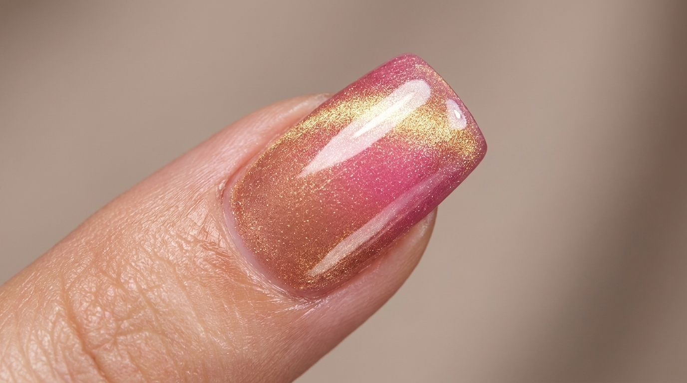Ongles Dégradés Œil de Chat Or Rose — Tutoriel Pas à Pas