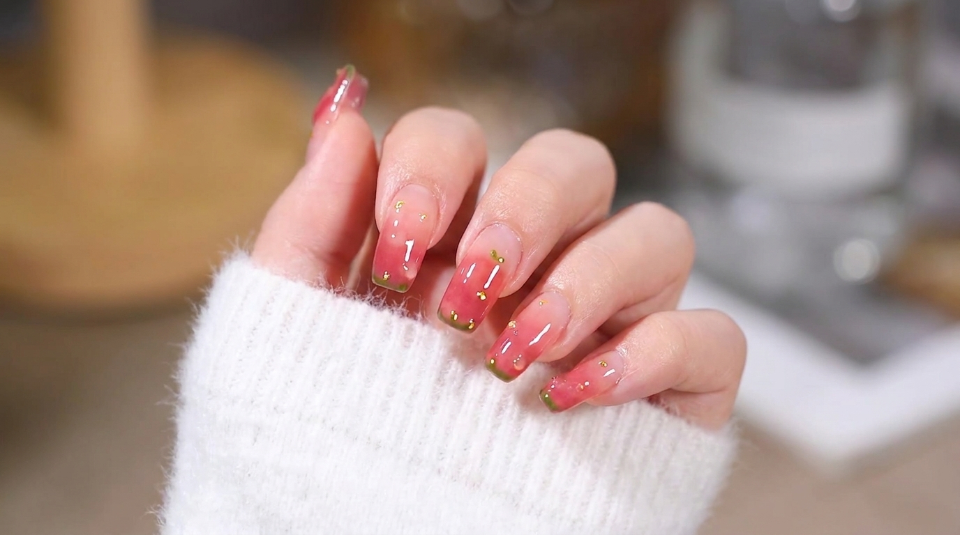 Ongles Dégradé Pêche avec Accents Dorés — Tutoriel Étape par Étape