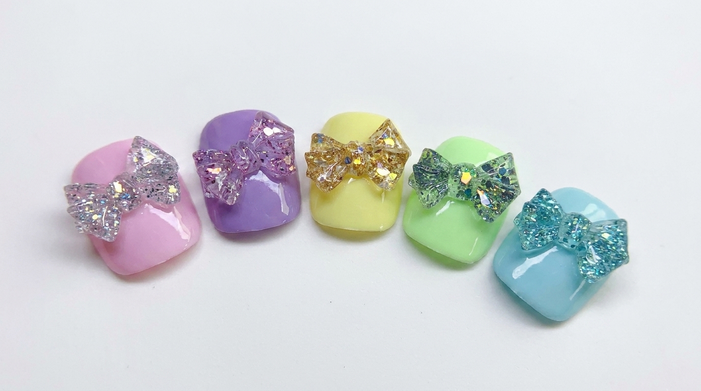 Ongles Nœud 3D Macaron et Paillettes — Tutoriel Gel PVC Étape par Étape
