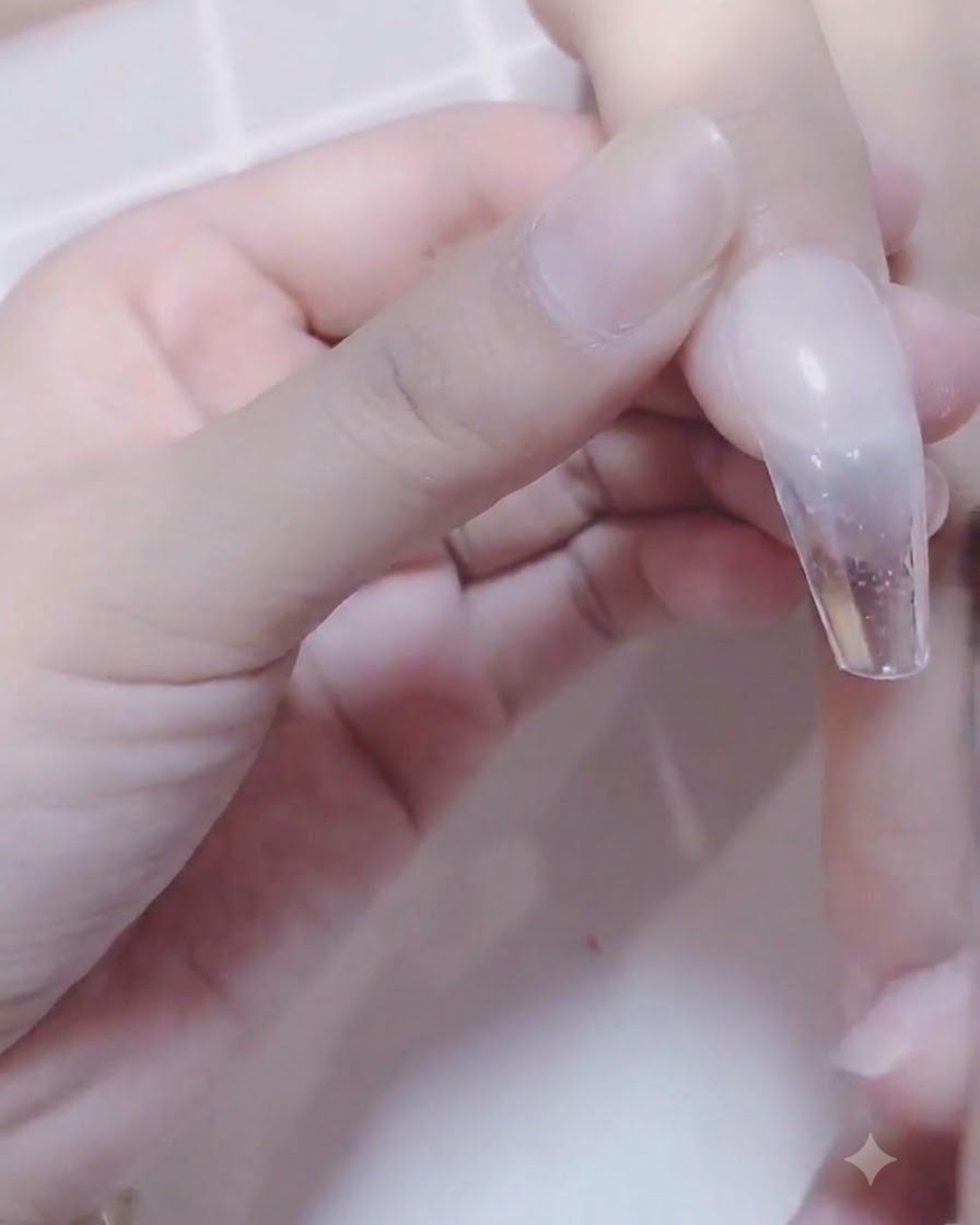 Des ongles en train de catalyser sous une lampe UV/LED.