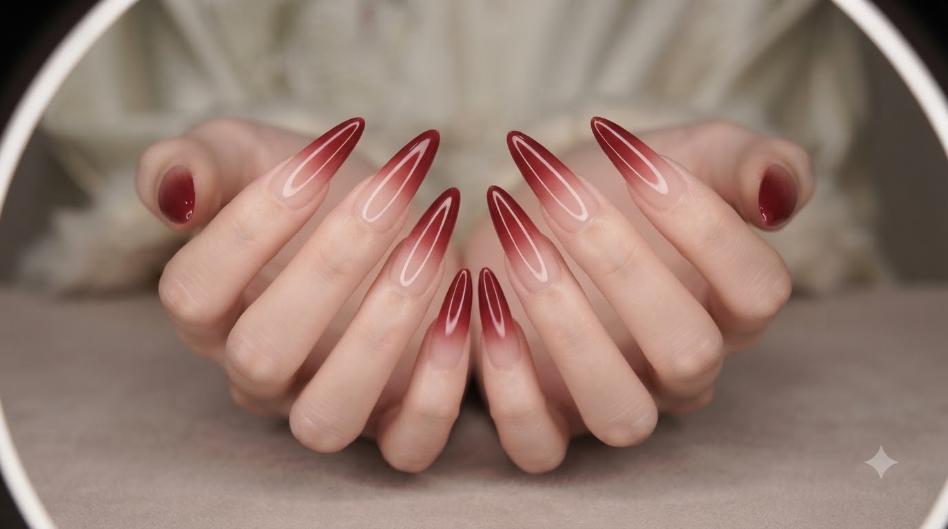Ongles Ombré Dégradé Rouge Nouvel An — Tutoriel Pas à Pas