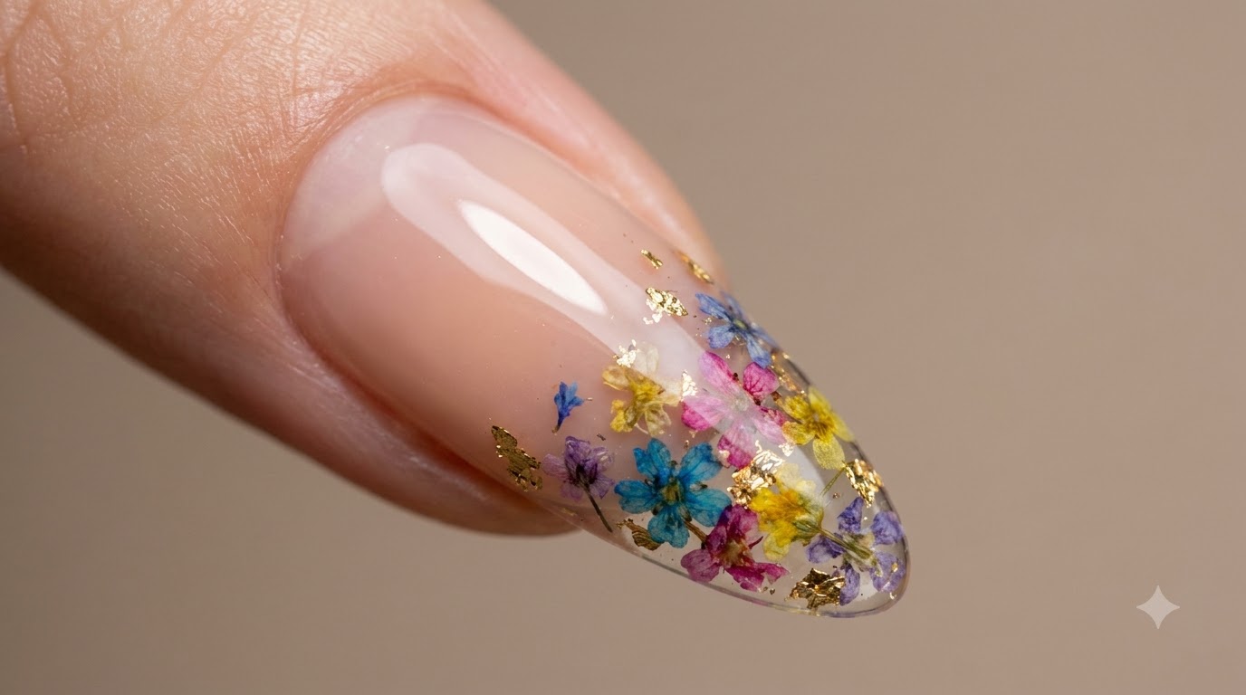 Ongles French Ombré aux Fleurs Séchées — Tutoriel Étape par Étape