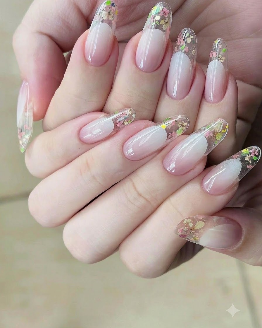 Une prothésiste ongulaire réappliquant du vernis nude sur la couche précédente pour approfondir le fondu du dégradé.