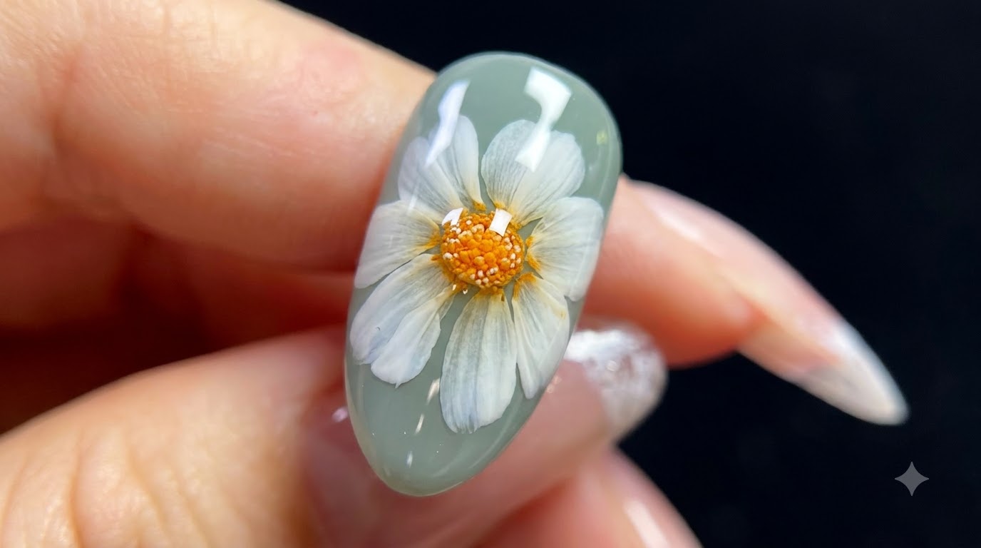 Art d'ongles en gel marguerite florale — Tutoriel printanier étape par étape