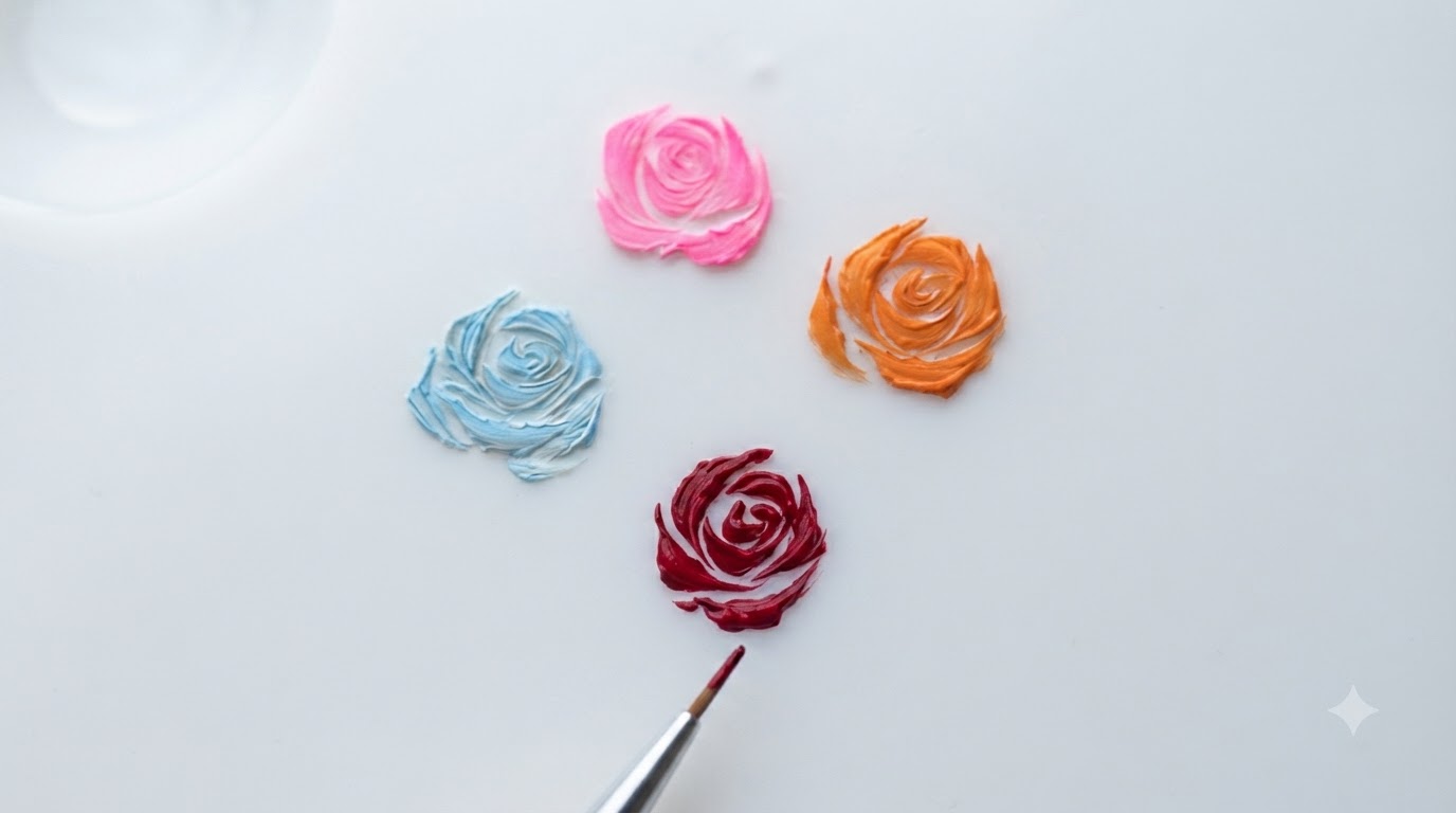 Art Ongulaire de Roses Miniatures Peintes à la Main — Tutoriel Débutant