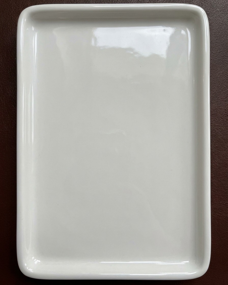 Une palette de mélange en céramique blanche propre prête pour les pigments aquarelle pour ongles.