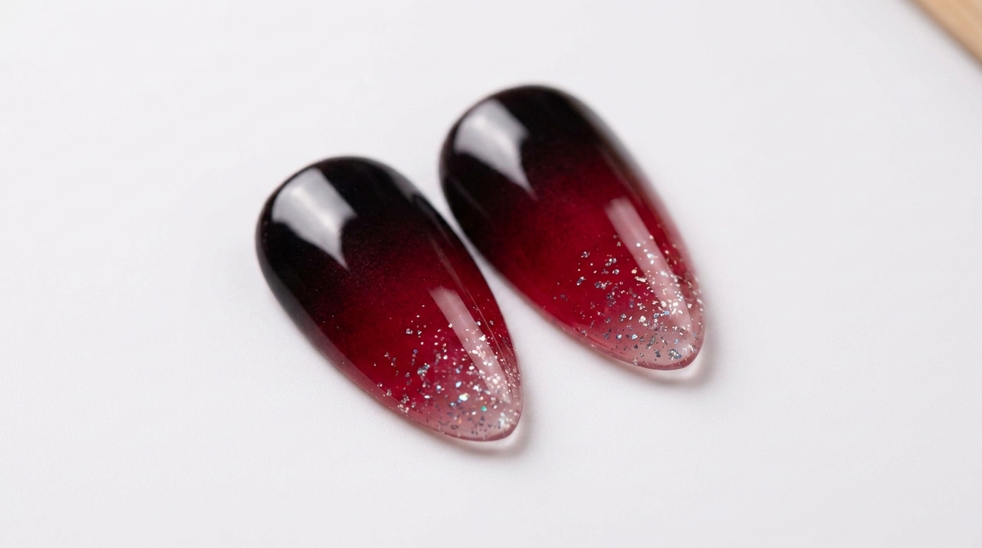 Ongles Ombré Rouge Rubis Sombre : Tuto Pas à Pas Dégradé Pailleté