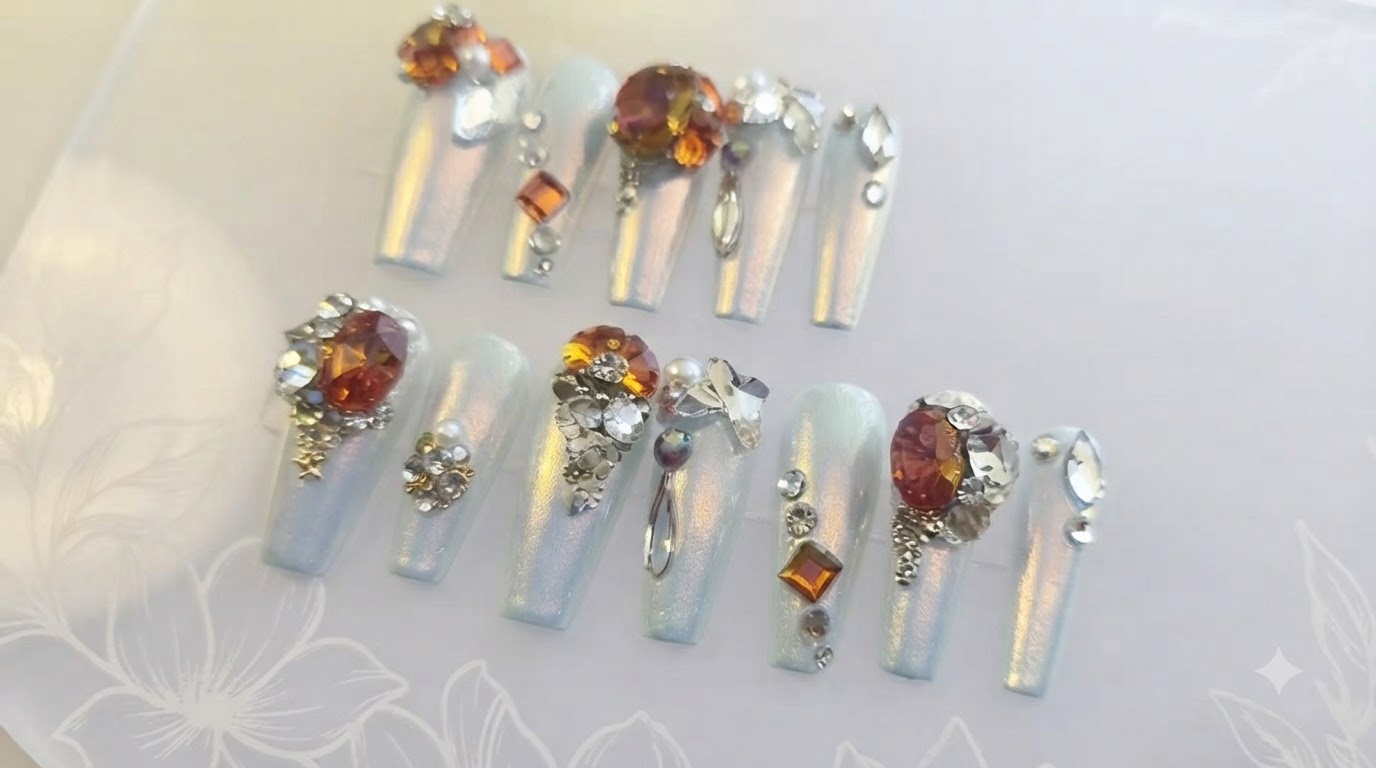 Ongles Press-On Dégradé Ambré Lueur du Coucher de Soleil — Tutoriel Étape par Étape