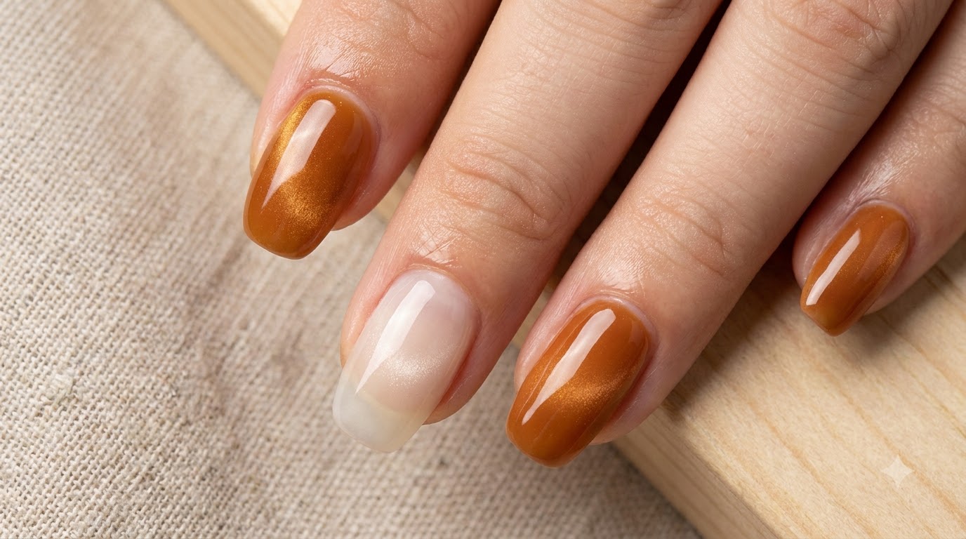 Ongles Courts Dégradés Ambre Caramel — Tutoriel Étape par Étape