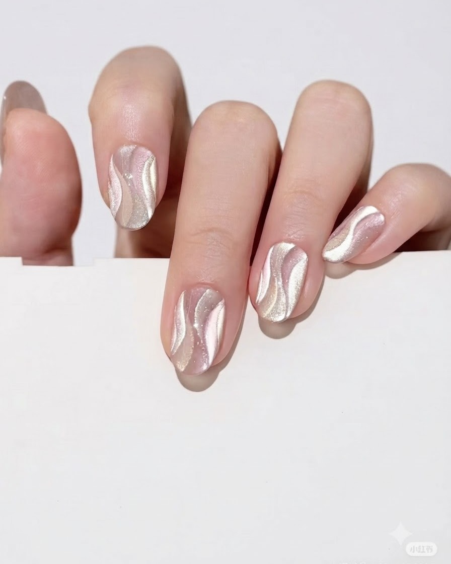 Un petit aimant maintenu juste au-dessus dun ongle peint au gel pour concentrer le pigment cat eye.