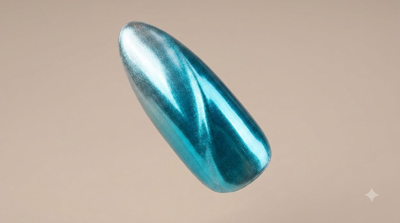 Ongles Œil-de-Chat Croissant de Lune Brume Cyan — Tutoriel Étape par Étape