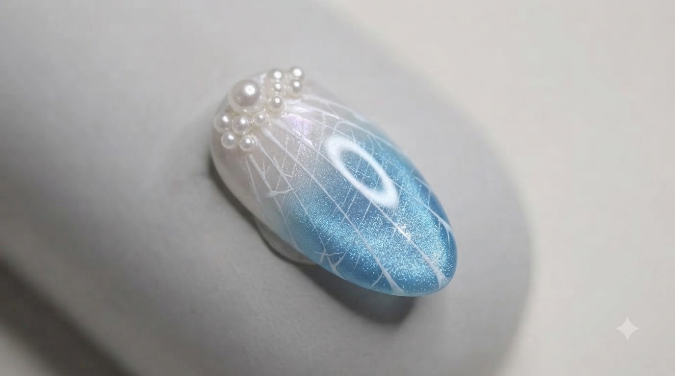 Art Ongulaire Effet Shell Océan Bleu et Cat Eye — Tutoriel Pas à Pas