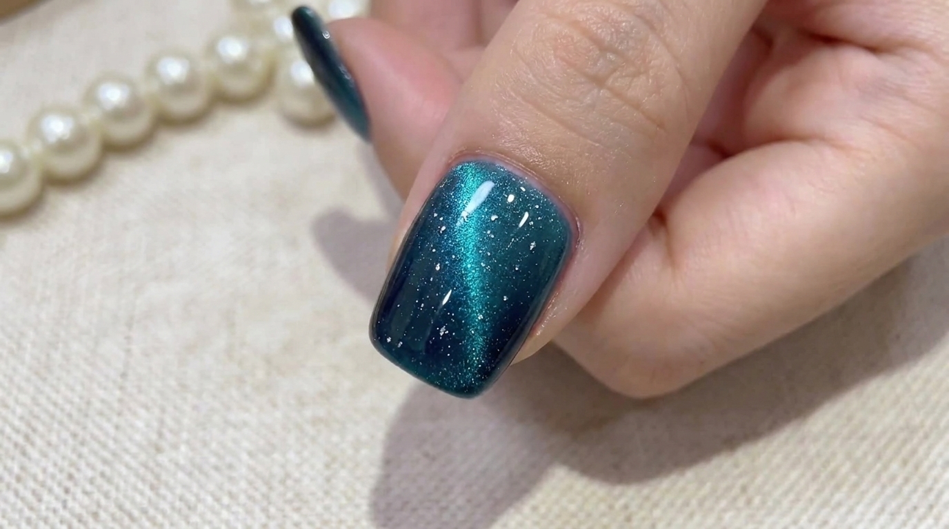 Ongles Effet Œil de Chat Galaxie Bleu Étoilé — Tutoriel Étape par Étape