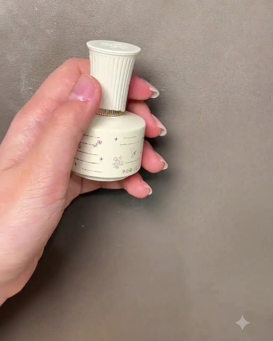 Un pinceau applicateur appliquant un vernis gel vert clair sur un ongle naturel propre.