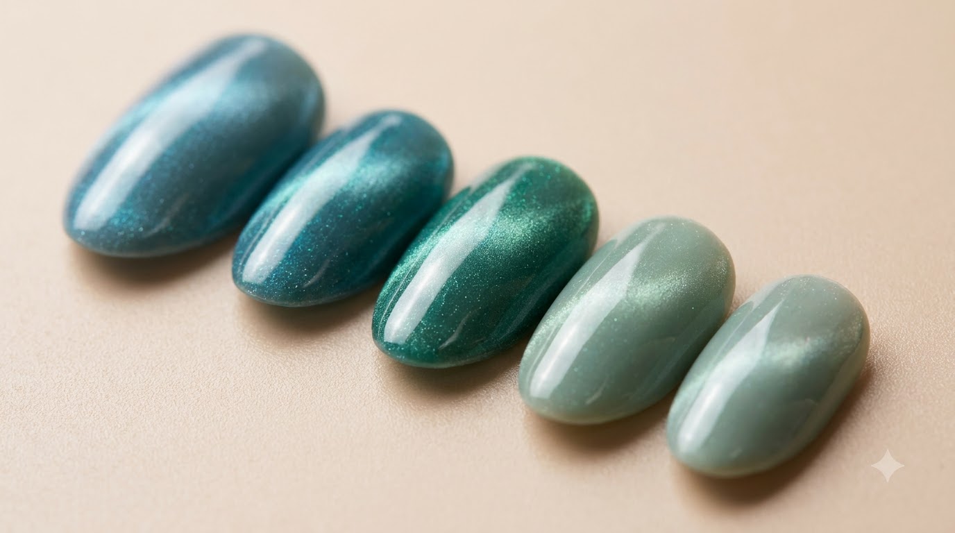 Tutoriel Ongles Gel Bleu-Vert Dégradé et Yeux de Chat — Pas à Pas