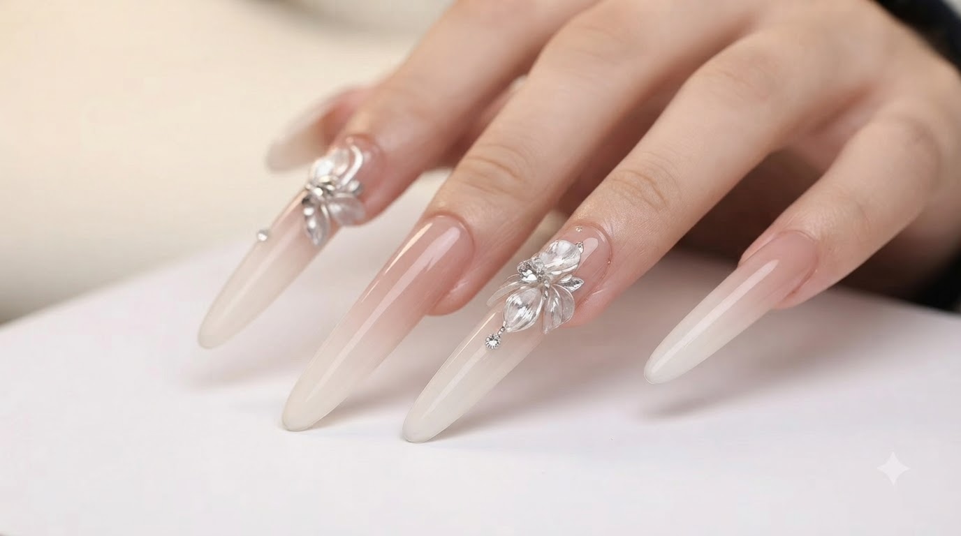 Ongles en Gel Dégradé Nude et Blanc Lait — Tutoriel Étape par Étape