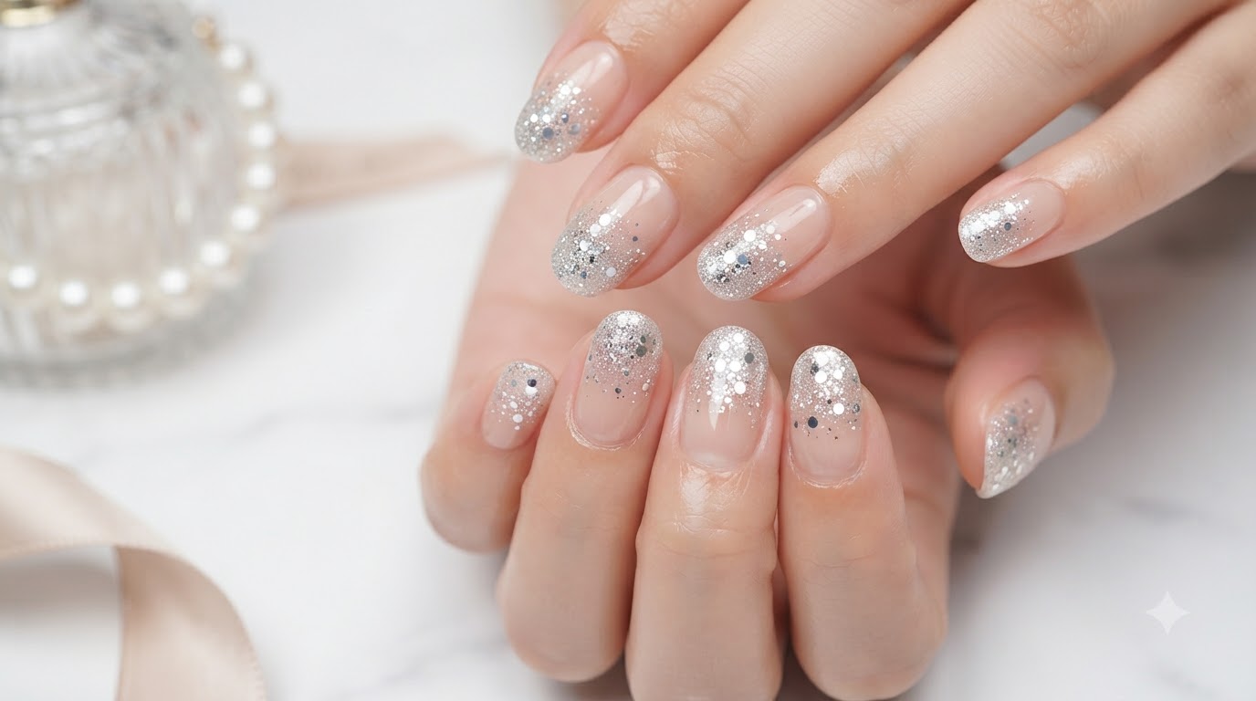 Manucure Gradient Paillettes Argentées : Tutoriel Facile Pas à Pas