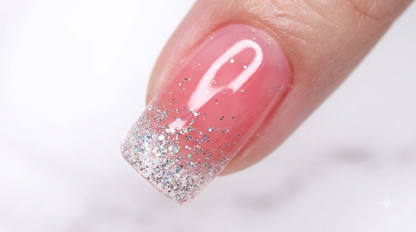 Ongles en dégradé de paillettes argentées : Tuto pas à pas féerique