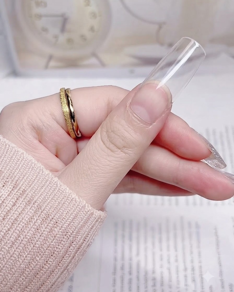 Un ongle naturel nu avant le processus de lissage final ou pendant la préparation.