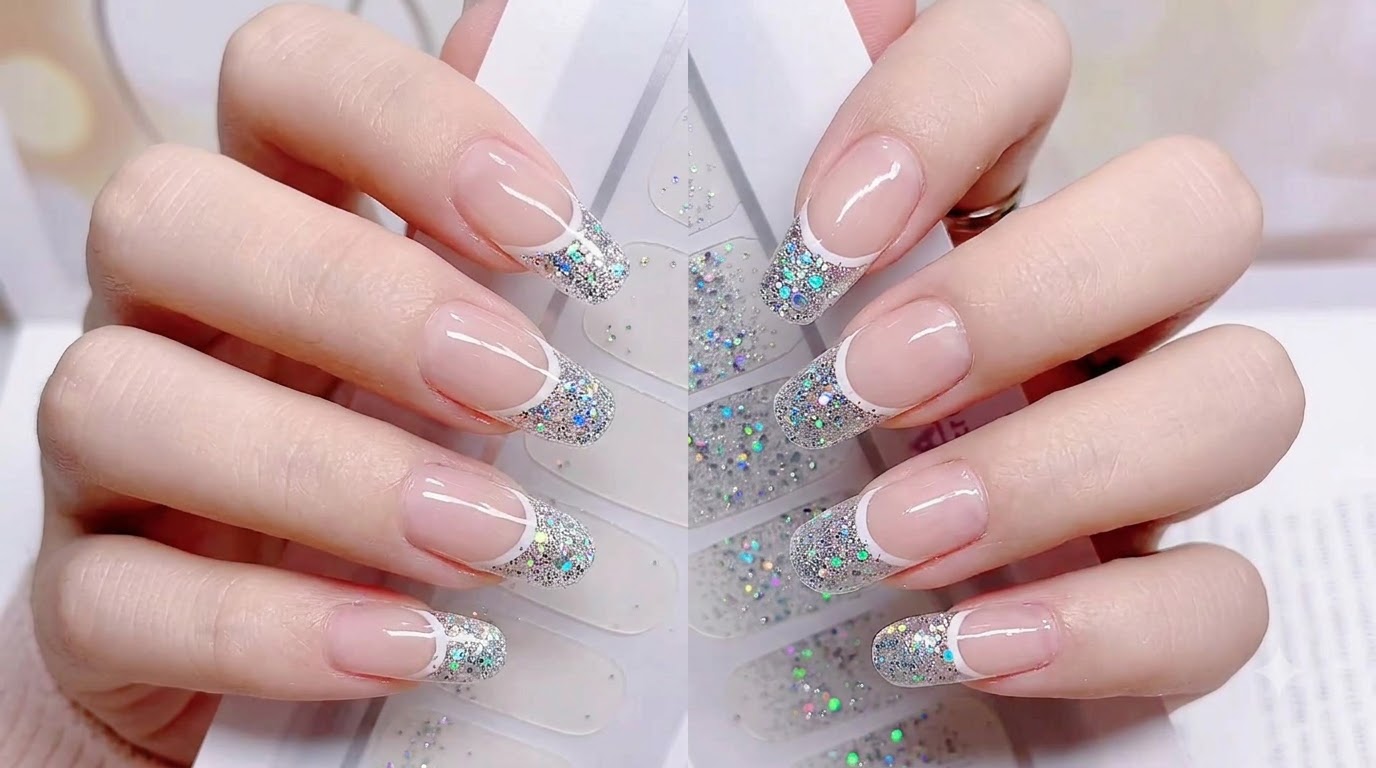Stickers d'Ongles Dégradé Paillettes Argentées — Tutoriel Facile Pas à Pas