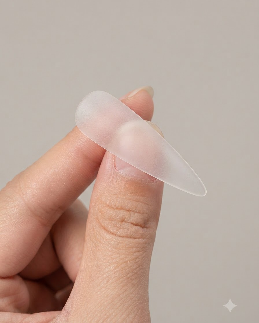 Gros plan sur des doigts tenant une capsule transparente pointue lors de sa préparation.