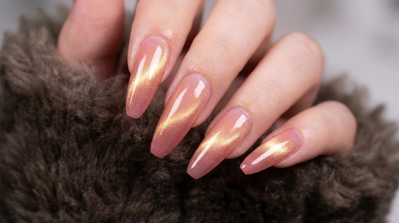Ongles Gel Ombré Pêche Effet Œil de Chat — Tutoriel Étape par Étape