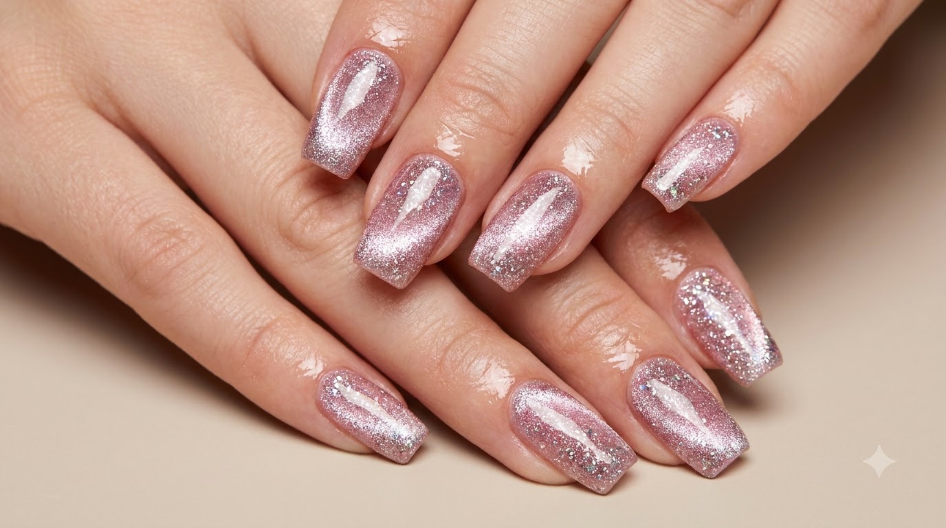 Ongles Œil de Chat Double Flash Diamant — Tutoriel Gel Magnétique