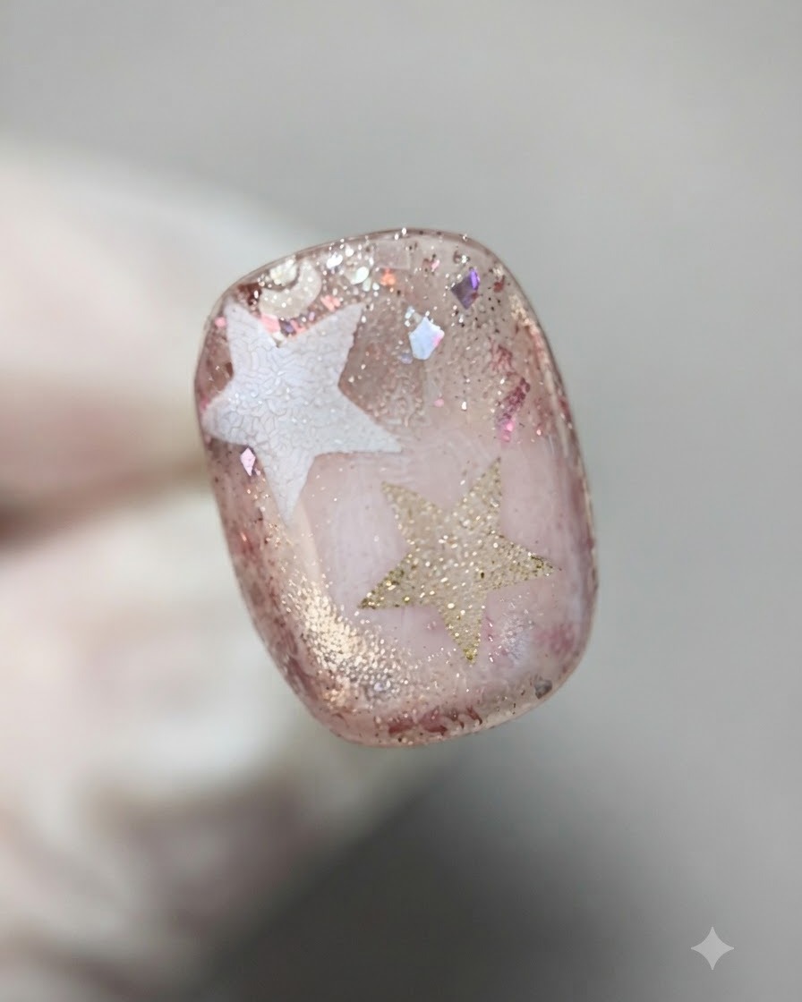 Un ongle éclairé sous une lampe de polymérisation UV LED.