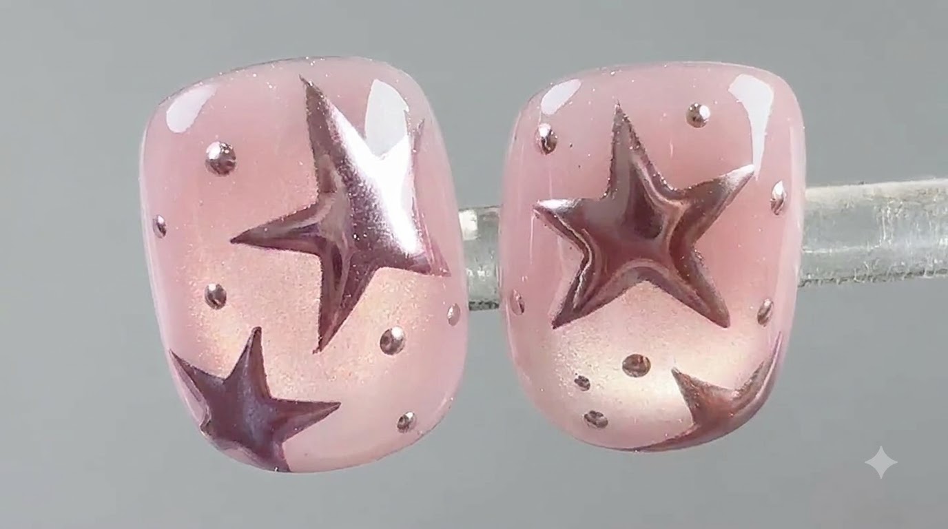 Ongles Étoilés Chrome Rose Style Ins — Tutoriel Étape par Étape