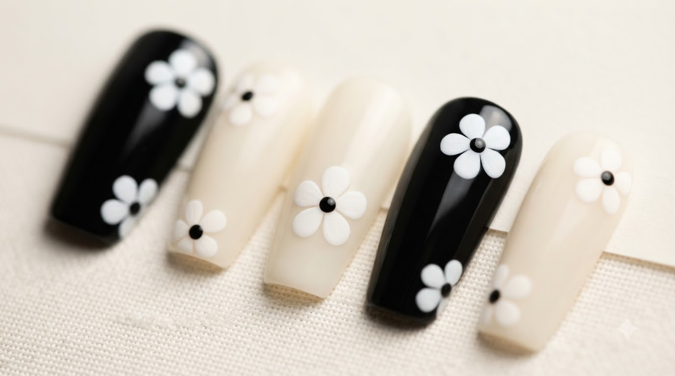 Art Ongulaire Simple à Fleurs à Cinq Pétales — Tutoriel Étape par Étape pour Débutants